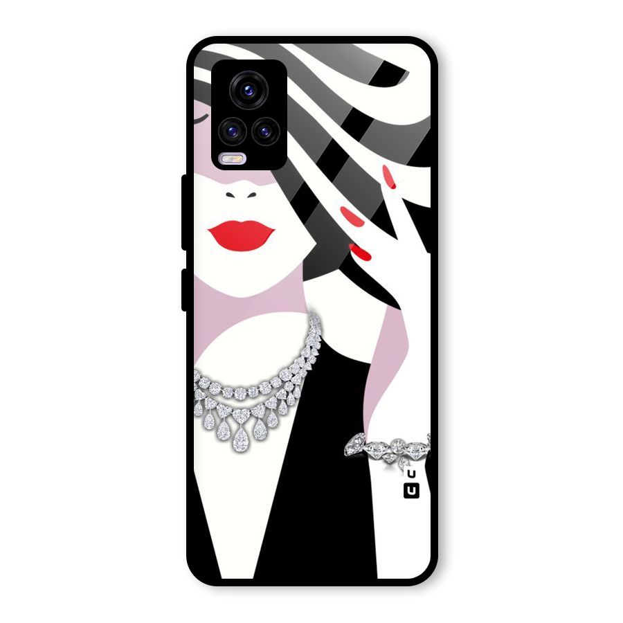 Women Beauty Glass Back Case for Vivo V20 2021
