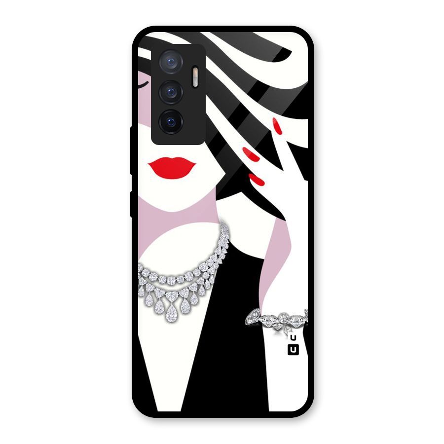Women Beauty Glass Back Case for Vivo V23e