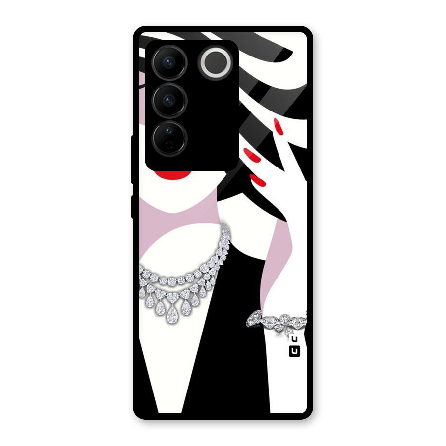 Women Beauty Glass Back Case for Vivo V27