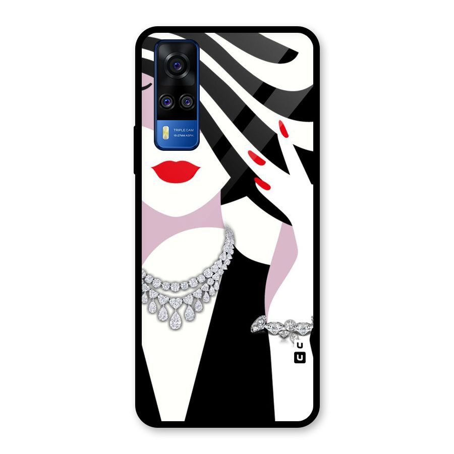 Women Beauty Glass Back Case for Vivo Y31