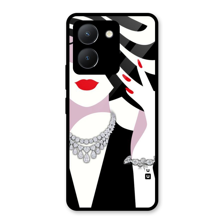 Women Beauty Glass Back Case for Vivo Y36