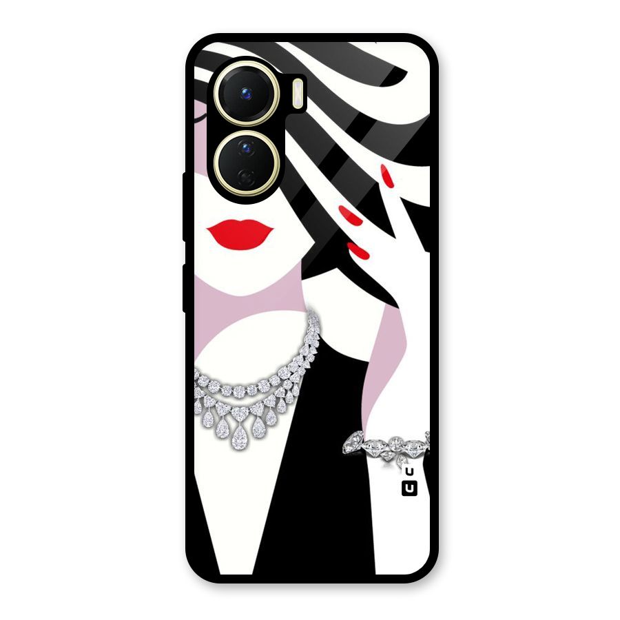 Women Beauty Glass Back Case for Vivo Y56