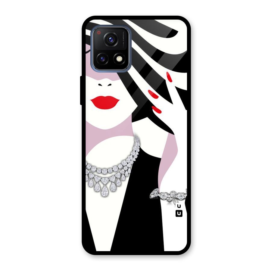 Women Beauty Glass Back Case for Vivo Y72 5G