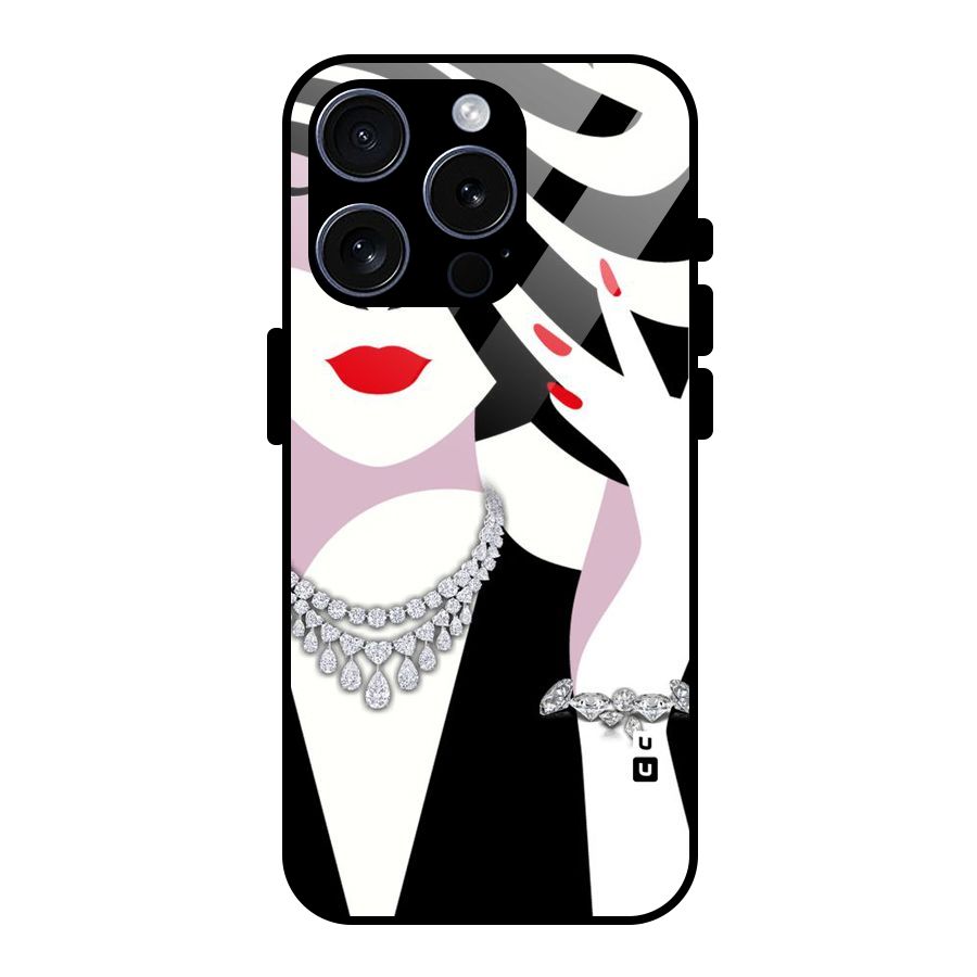 Women Beauty Glass Back Case for iPhone 15 Pro