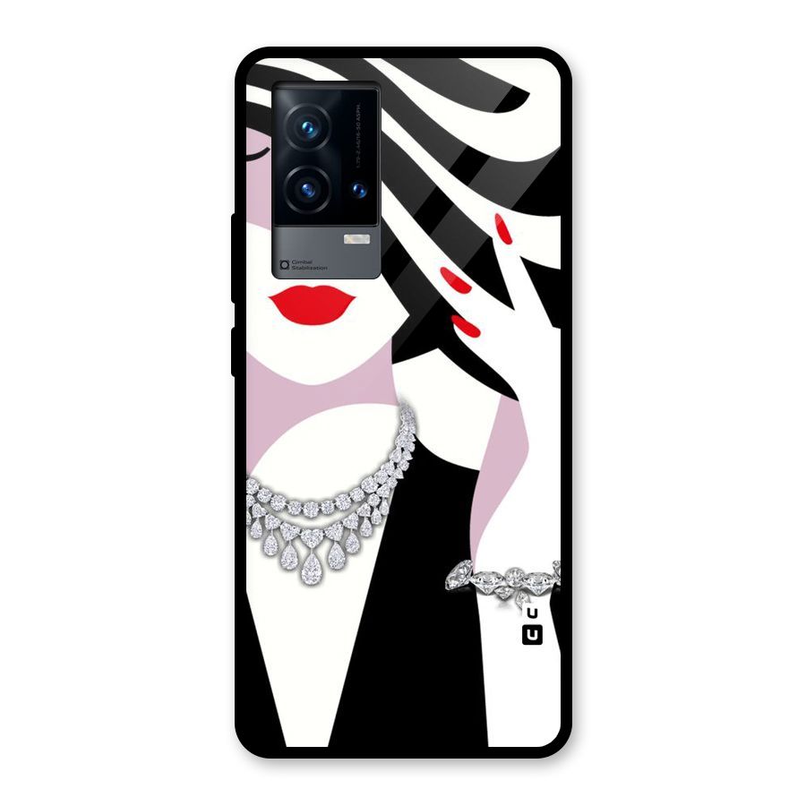 Women Beauty Glass Back Case for iQOO 9 5G
