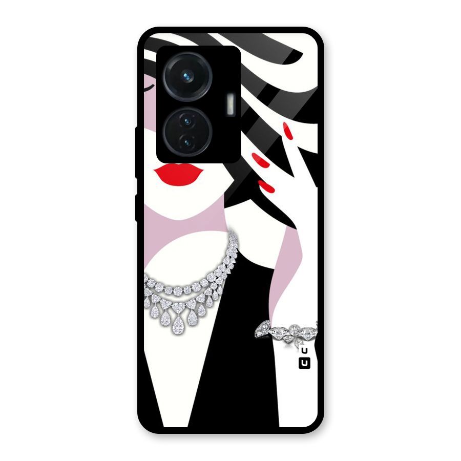 Women Beauty Glass Back Case for iQOO Z6 44W
