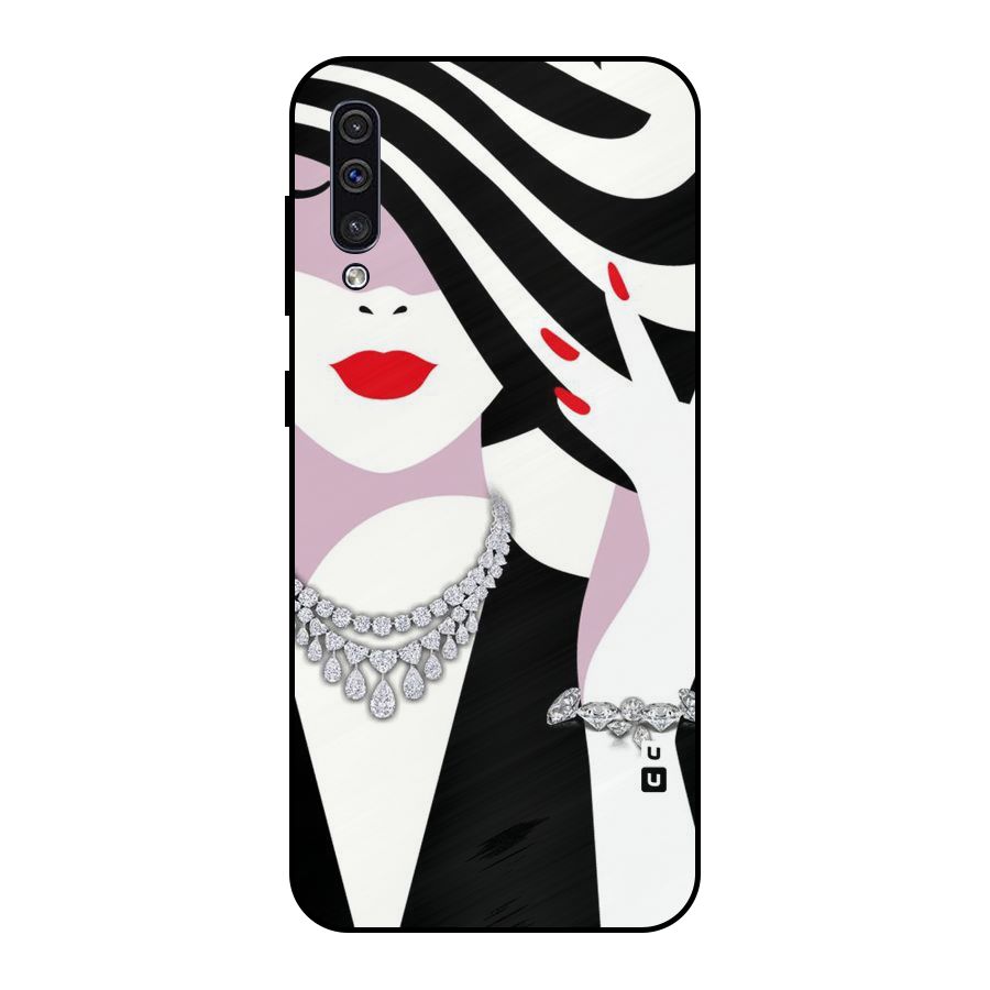 Women Beauty Metal Back Case for Galaxy A30s
