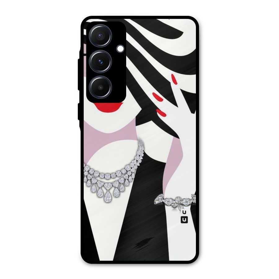 Women Beauty Metal Back Case for Galaxy A55