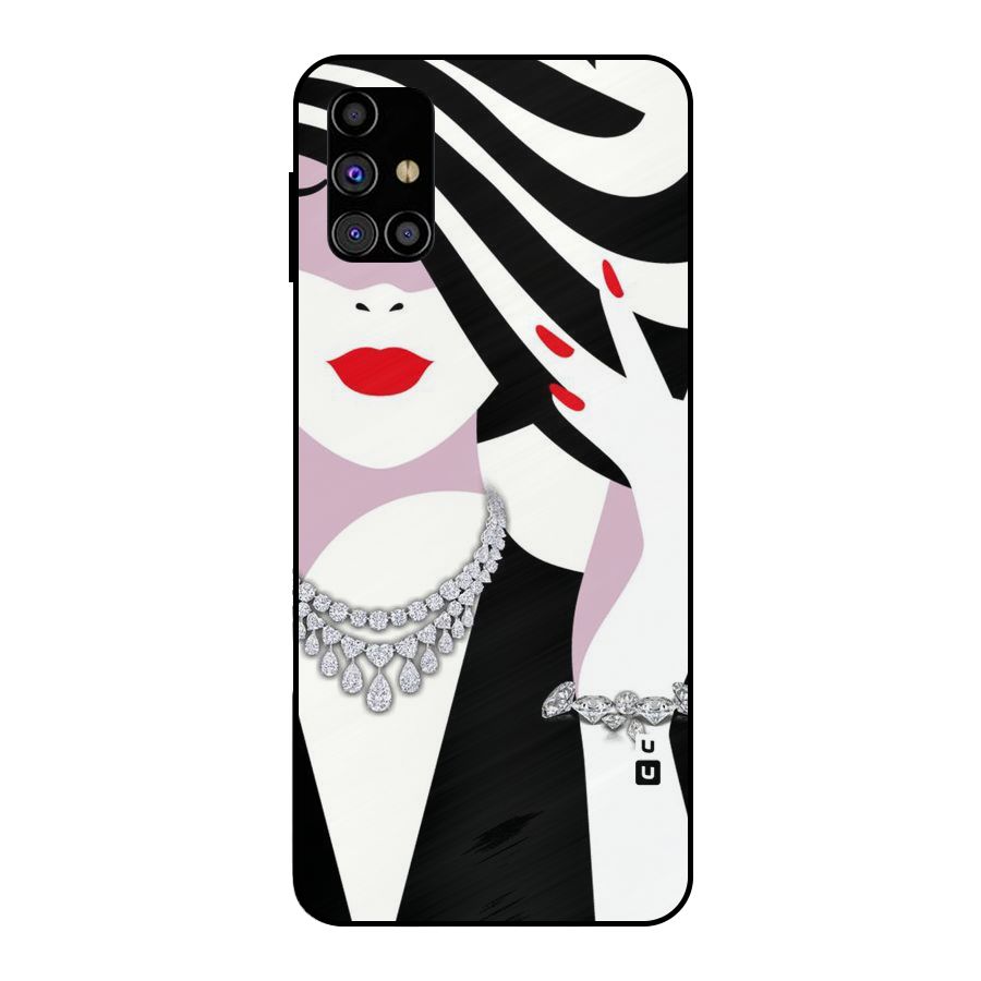 Women Beauty Metal Back Case for Galaxy M31s