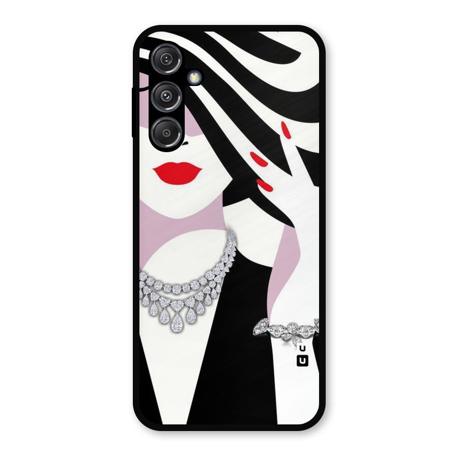 Women Beauty Metal Back Case for Galaxy M34 5G