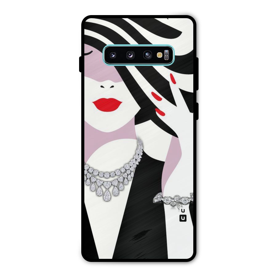 Women Beauty Metal Back Case for Galaxy S10 Plus