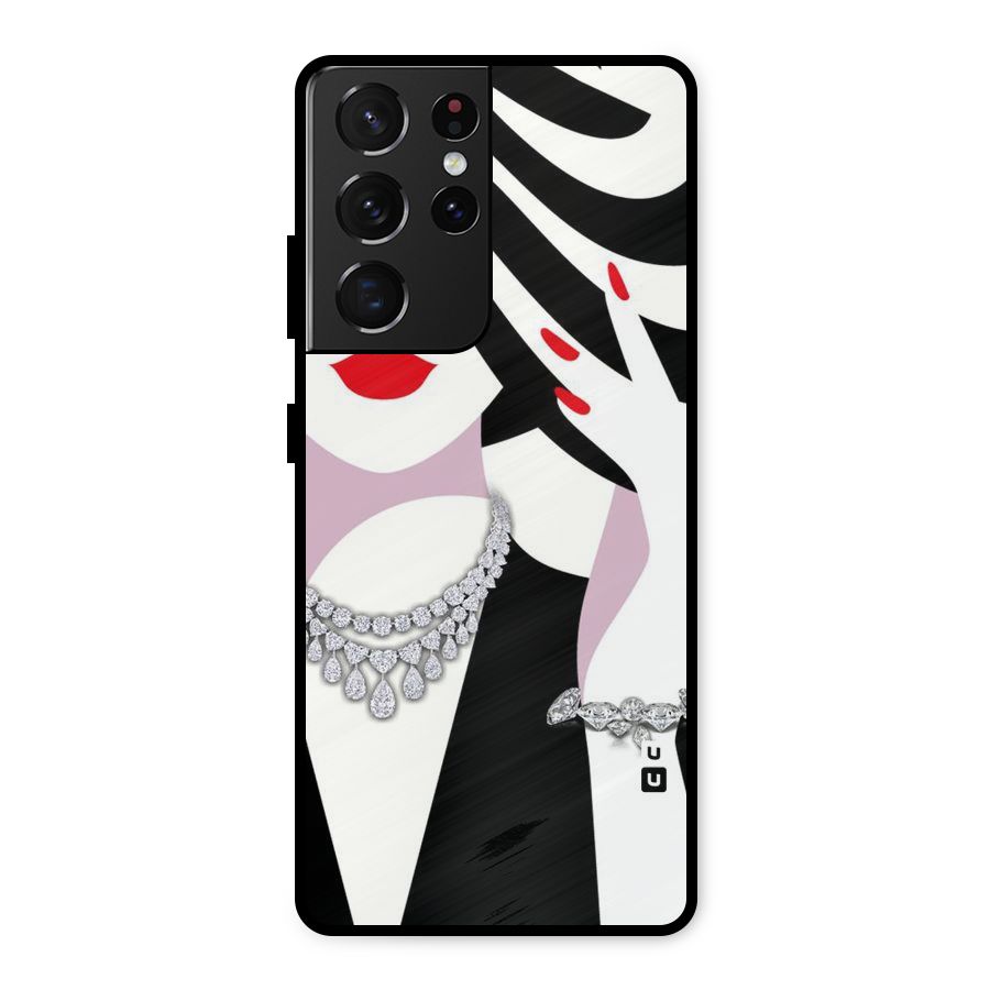 Women Beauty Metal Back Case for Galaxy S21 Ultra 5G