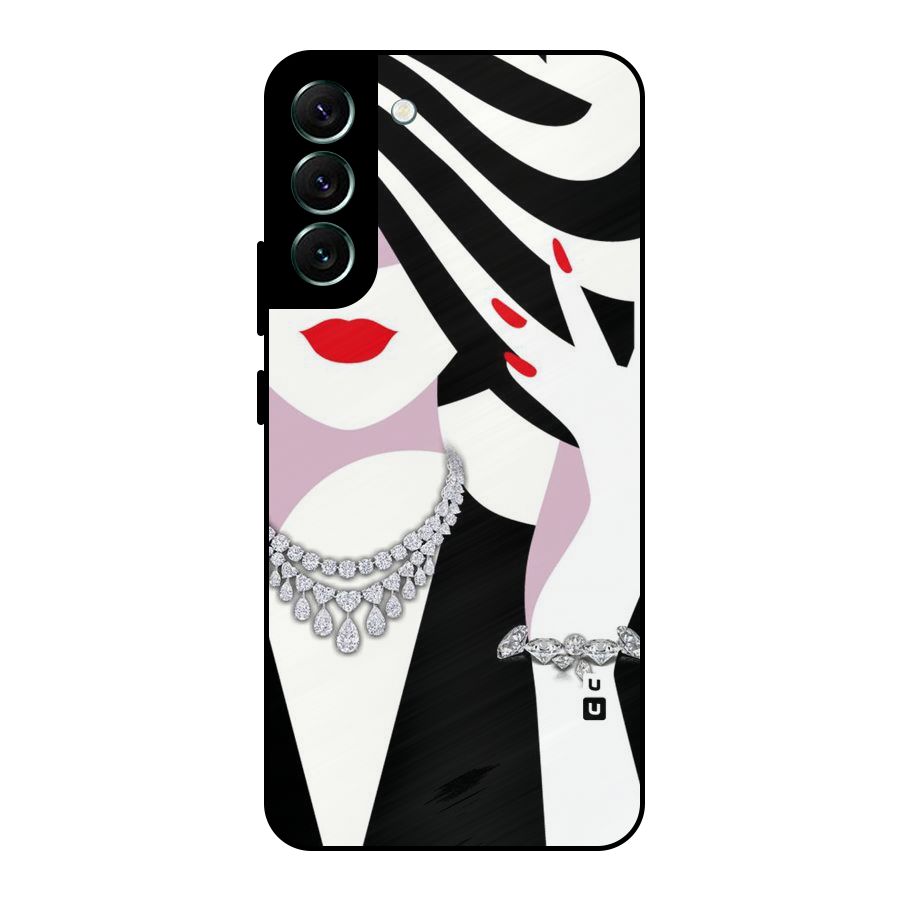 Women Beauty Metal Back Case for Galaxy S22 Plus 5G