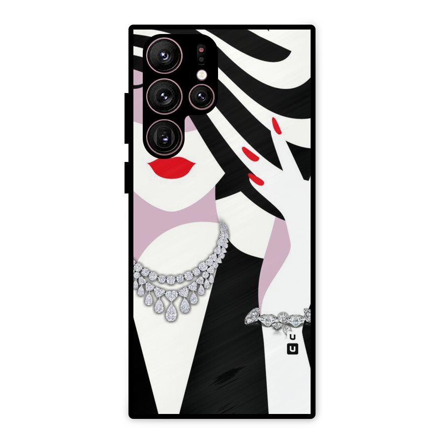 Women Beauty Metal Back Case for Galaxy S22 Ultra 5G
