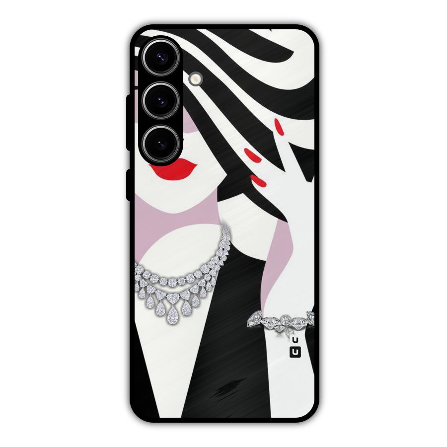 Women Beauty Metal Back Case for Galaxy S24 Plus