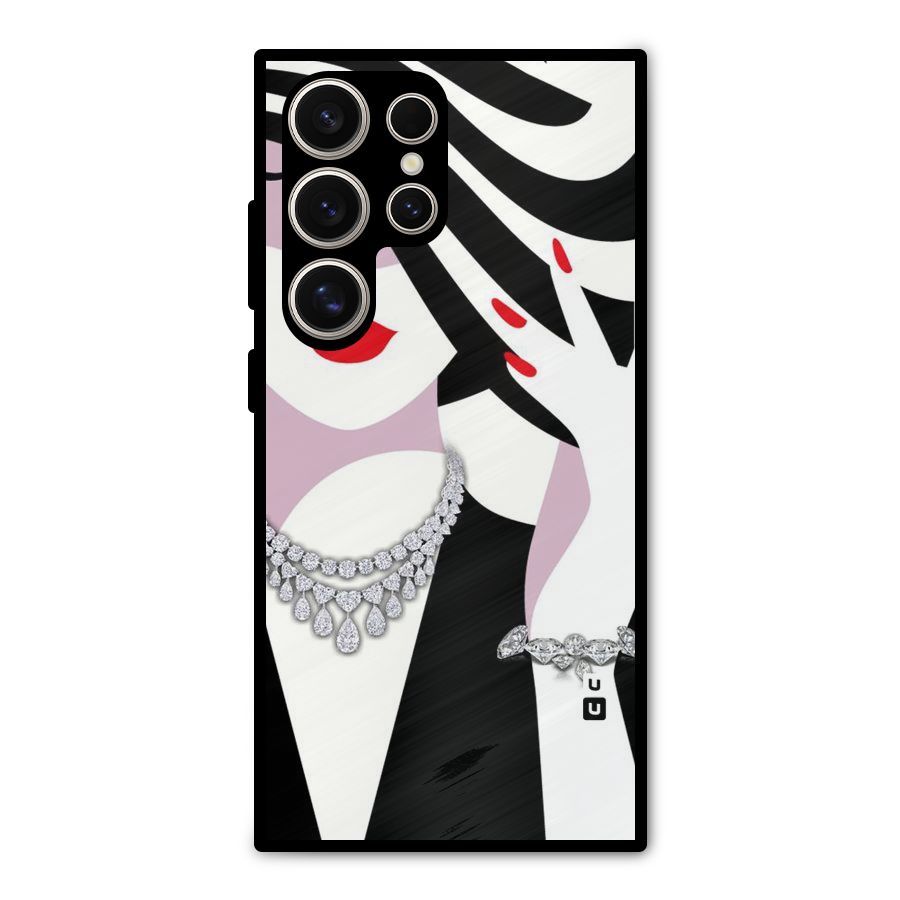 Women Beauty Metal Back Case for Galaxy S24 Ultra