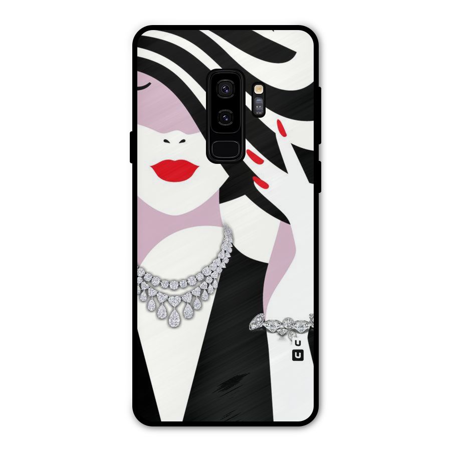 Women Beauty Metal Back Case for Galaxy S9 Plus