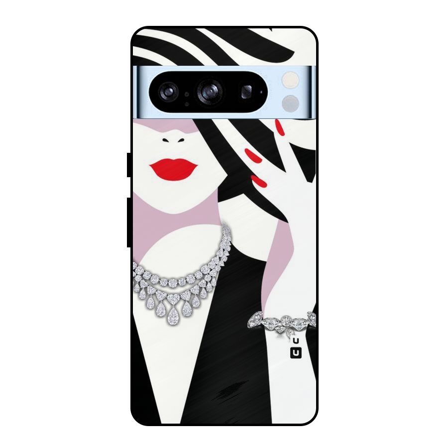 Women Beauty Metal Back Case for Google Pixel 8 Pro
