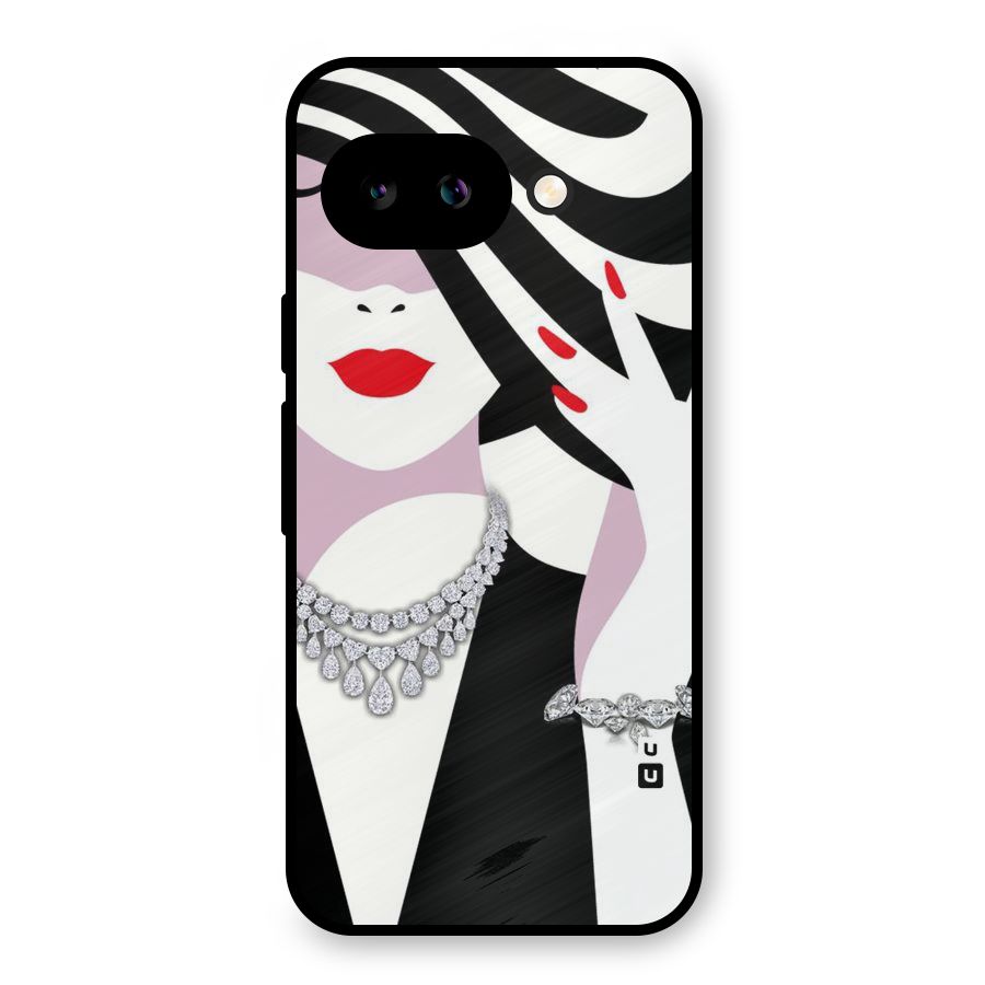 Women Beauty Metal Back Case for Google Pixel 9a