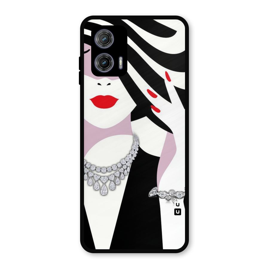 Women Beauty Metal Back Case for Moto G73