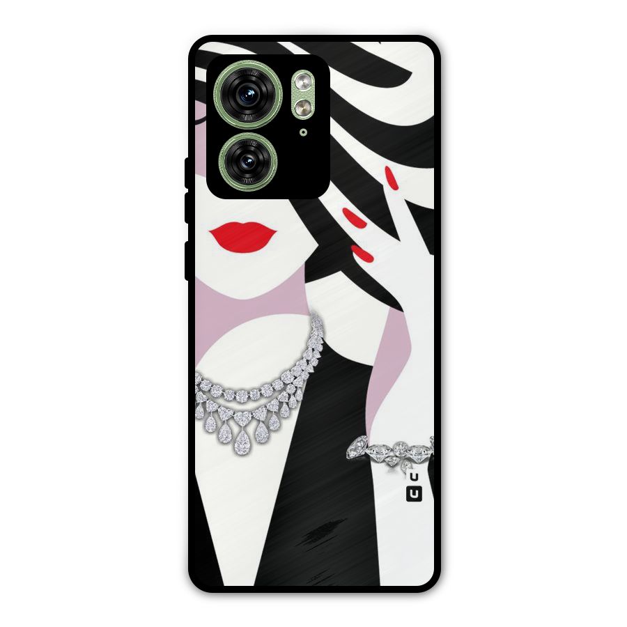 Women Beauty Metal Back Case for Motorola Edge 40 5G