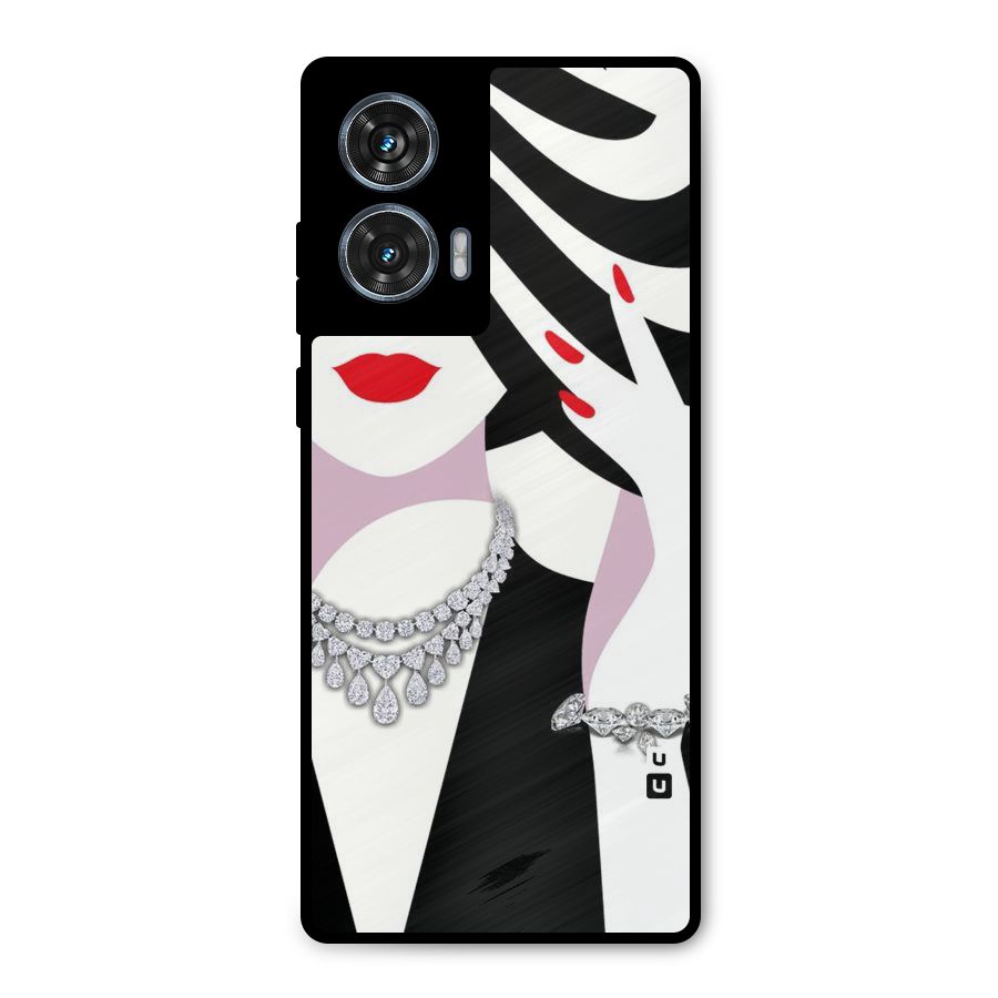 Women Beauty Metal Back Case for Motorola Edge 50 Fusion