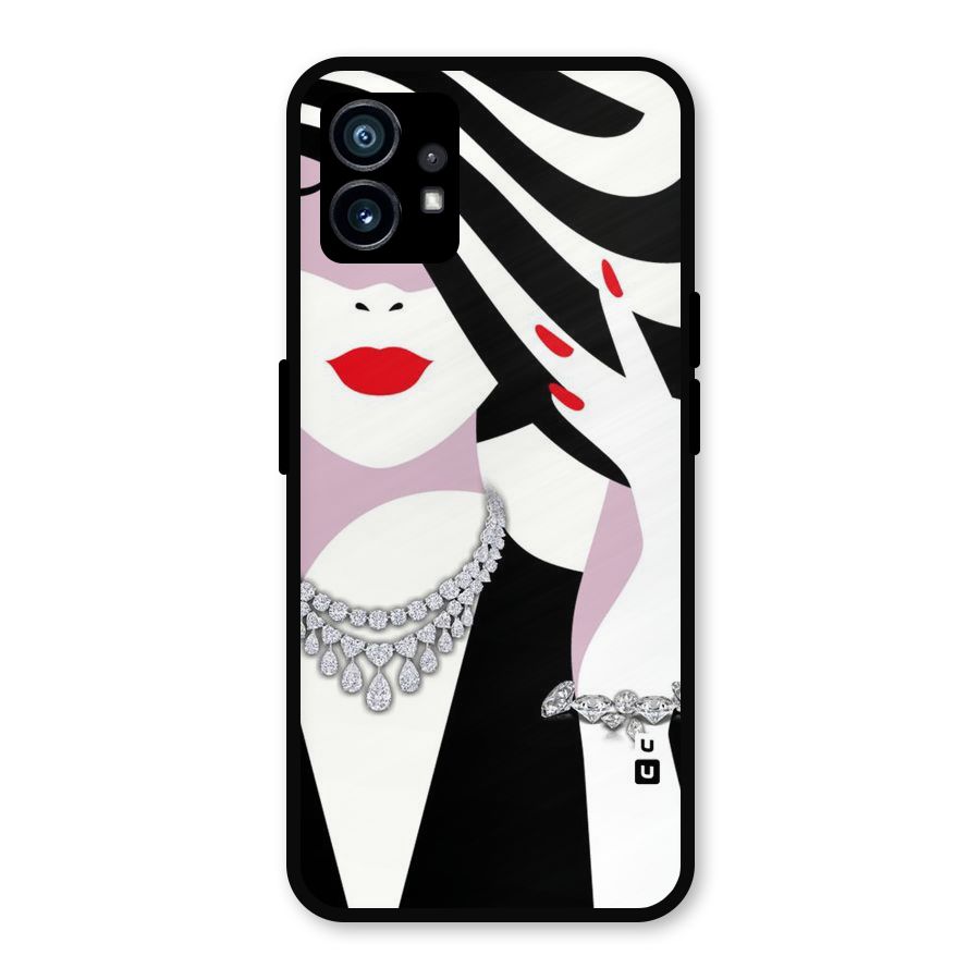 Women Beauty Metal Back Case for Nothing Phone 1