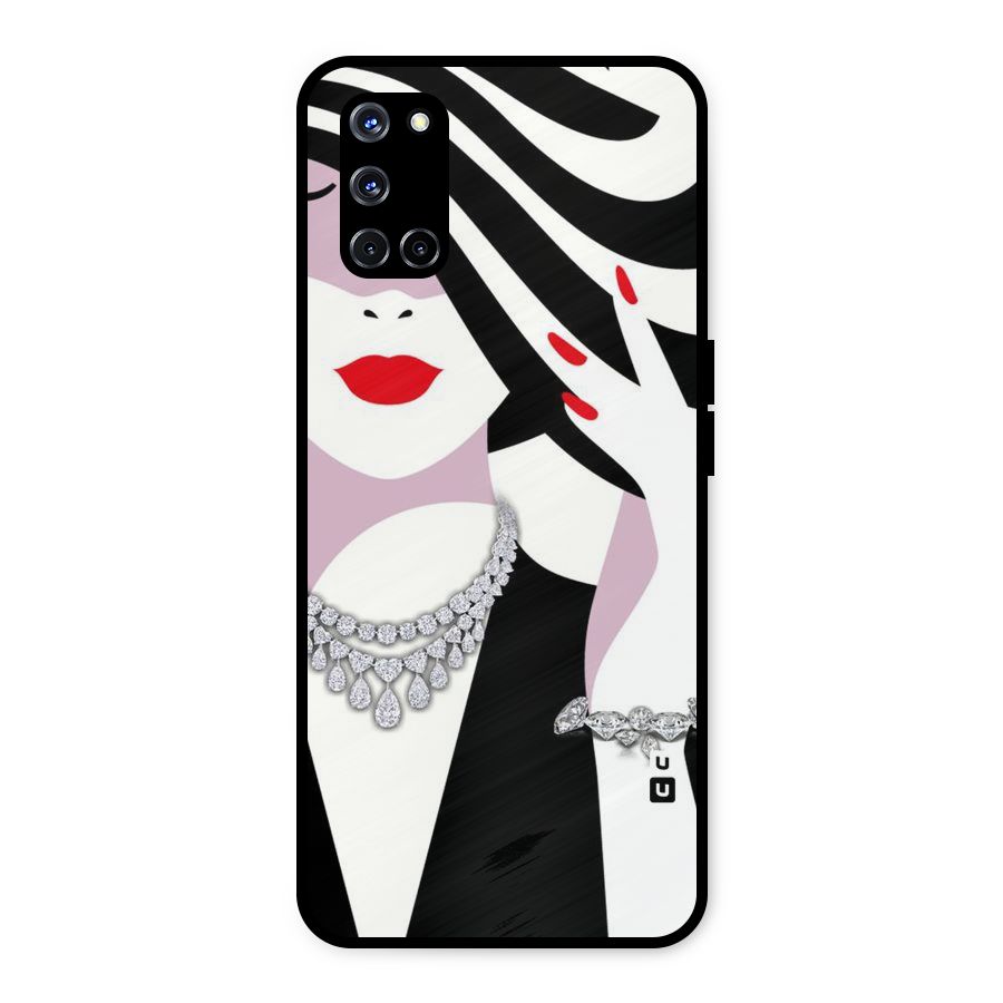 Women Beauty Metal Back Case for Oppo A52