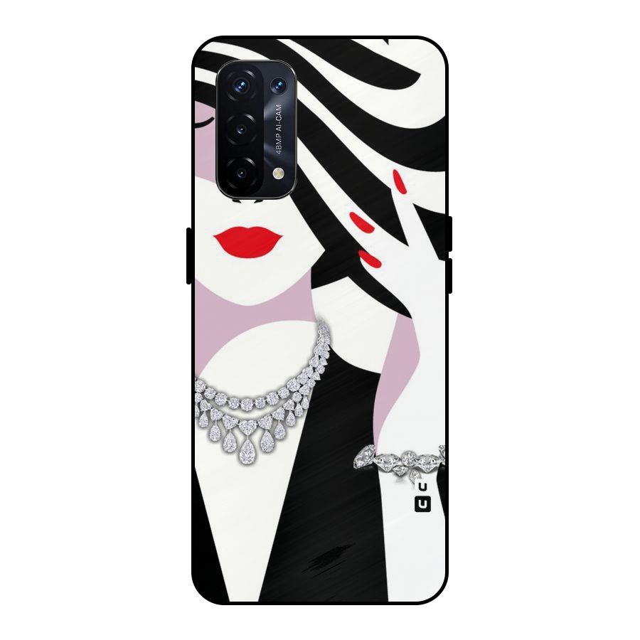 Women Beauty Metal Back Case for Oppo A74 5G