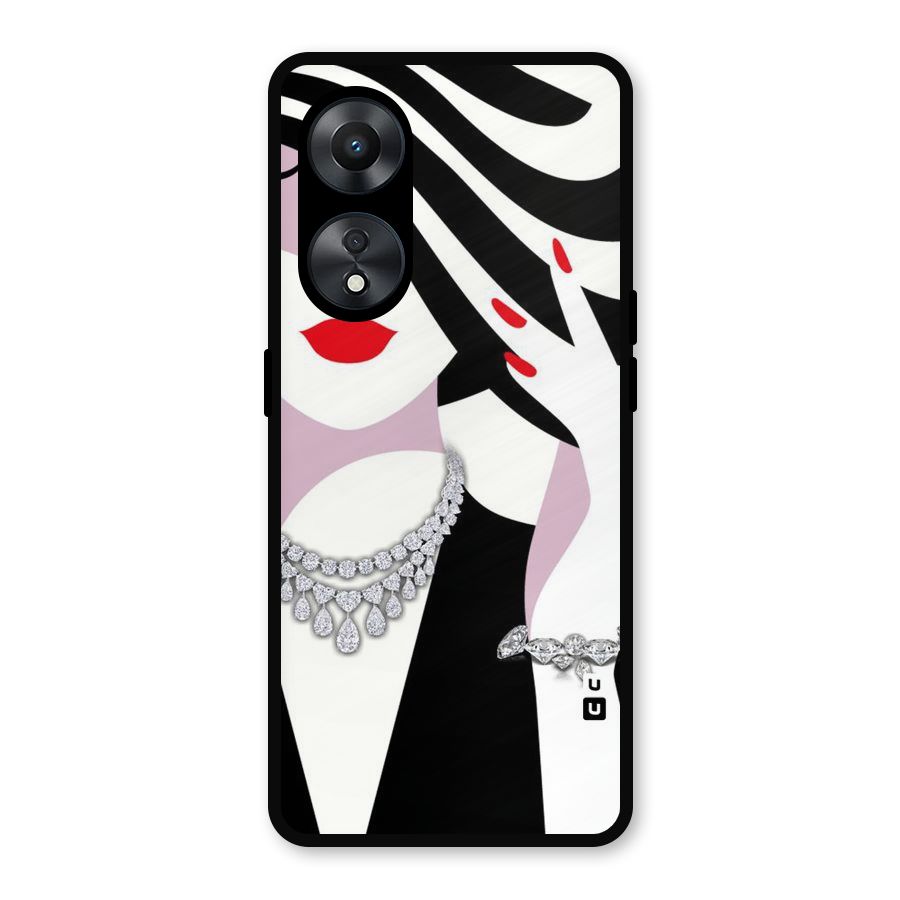Women Beauty Metal Back Case for Oppo A78