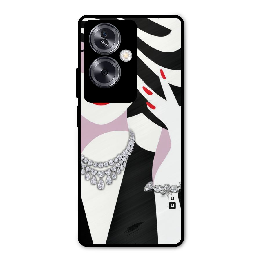 Women Beauty Metal Back Case for Oppo A79 5G