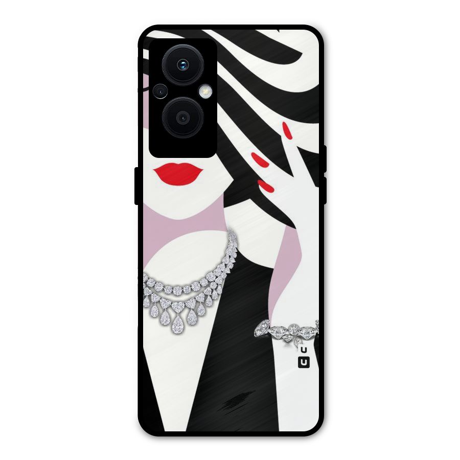 Women Beauty Metal Back Case for Oppo F21 Pro 5G