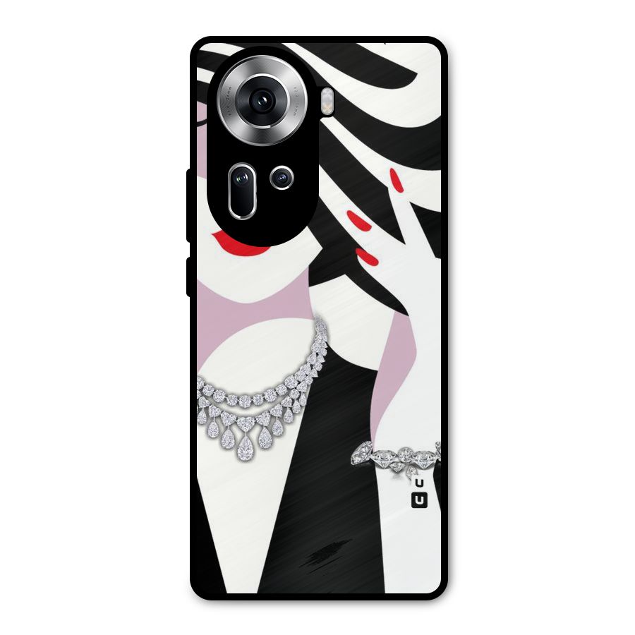Women Beauty Metal Back Case for Oppo Reno11 5G
