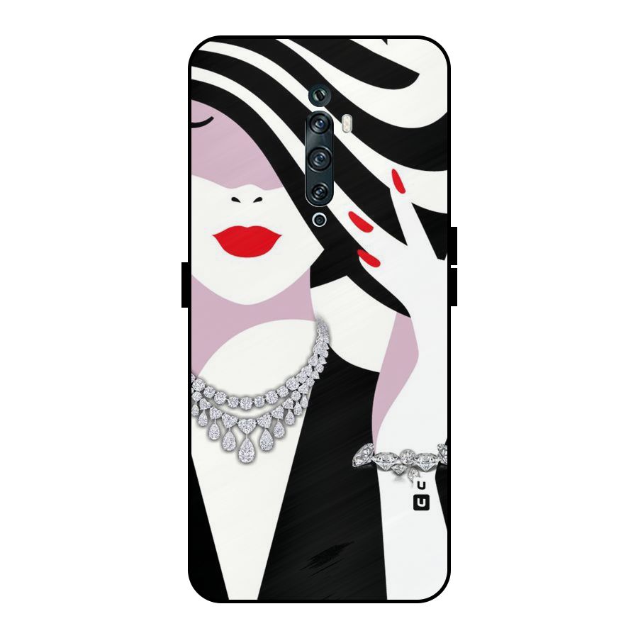 Women Beauty Metal Back Case for Oppo Reno2 Z