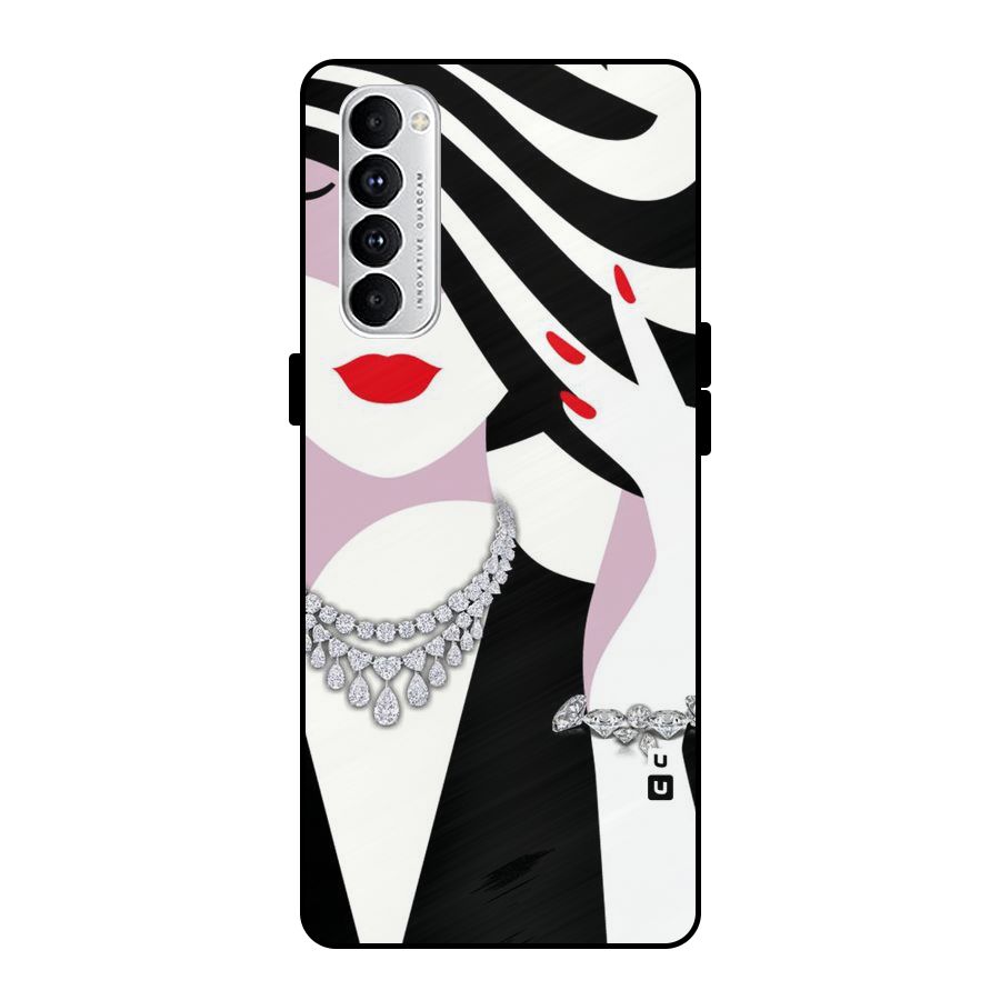 Women Beauty Metal Back Case for Oppo Reno4 Pro