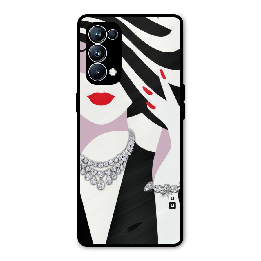 Women Beauty Metal Back Case for Oppo Reno5 Pro 5G