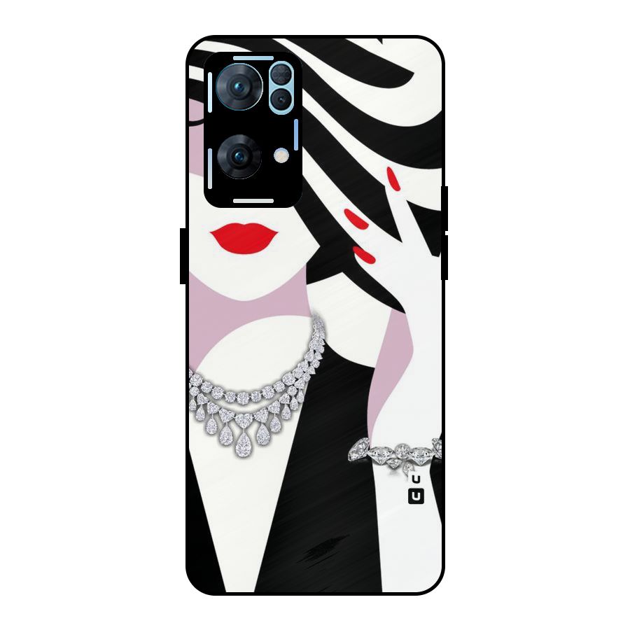 Women Beauty Metal Back Case for Oppo Reno7 Pro 5G