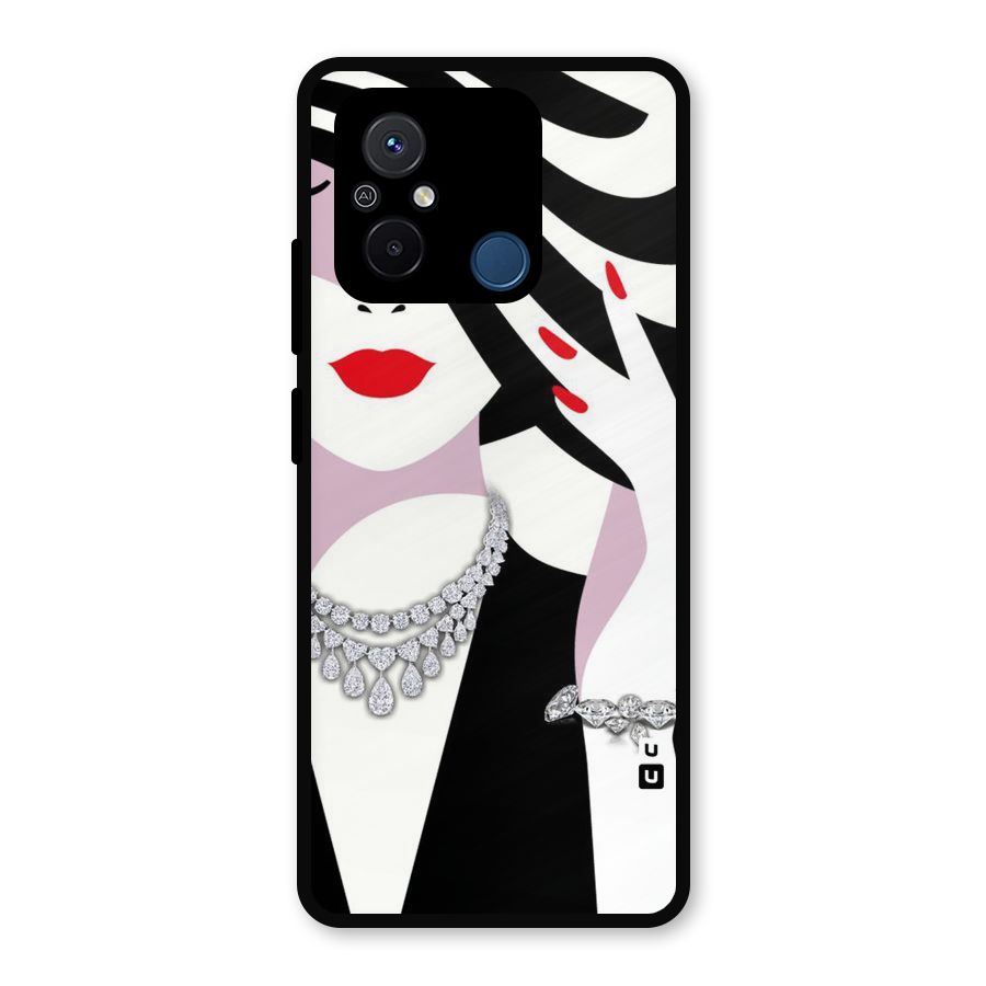Women Beauty Metal Back Case for Poco C55