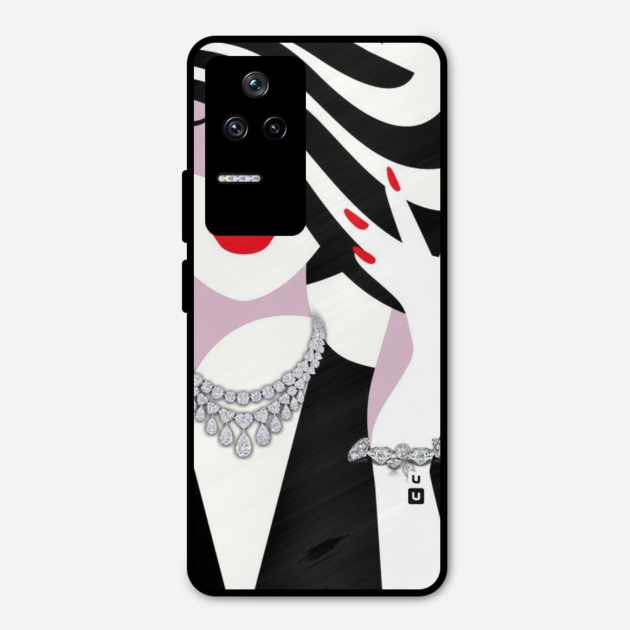 Women Beauty Metal Back Case for Poco F4 5G