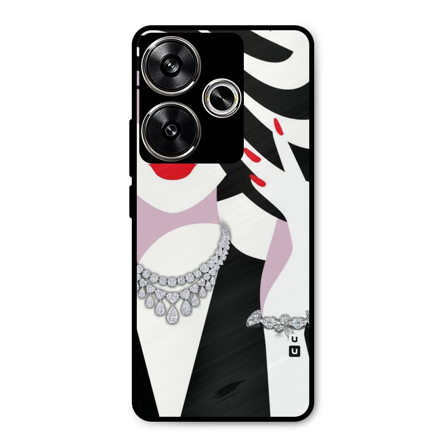 Women Beauty Metal Back Case for Poco F6
