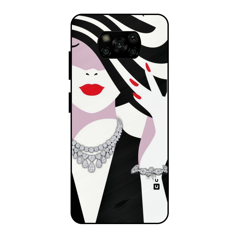 Women Beauty Metal Back Case for Poco X3