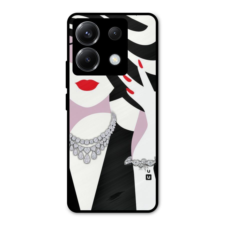 Women Beauty Metal Back Case for Poco X6