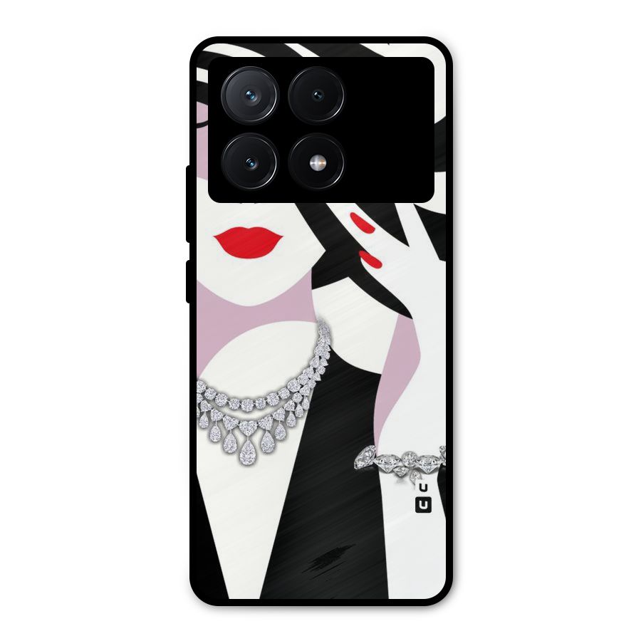 Women Beauty Metal Back Case for Poco X6 Pro