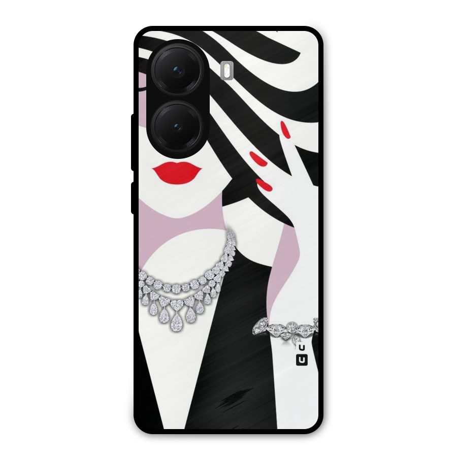 Women Beauty Metal Back Case for Poco X7 Pro
