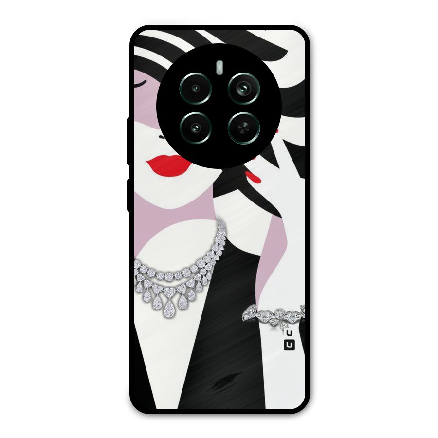 Women Beauty Metal Back Case for Realme 12 Plus