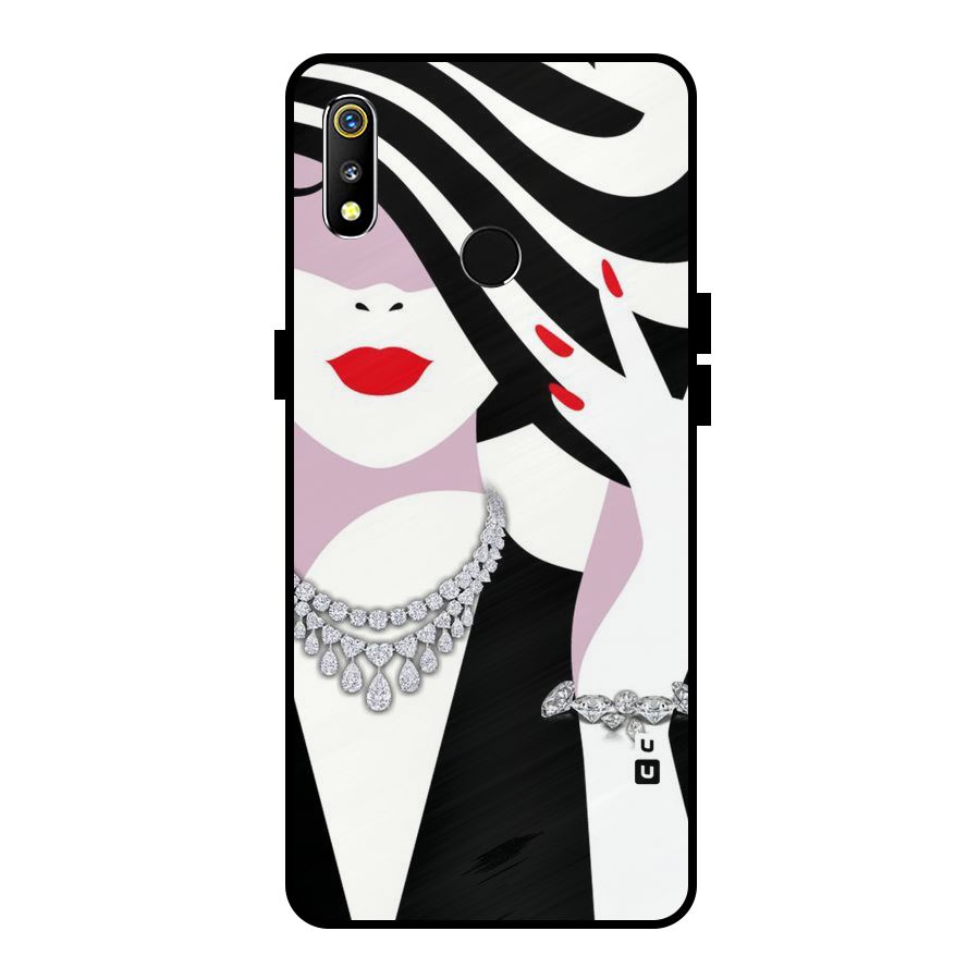 Women Beauty Metal Back Case for Realme 3