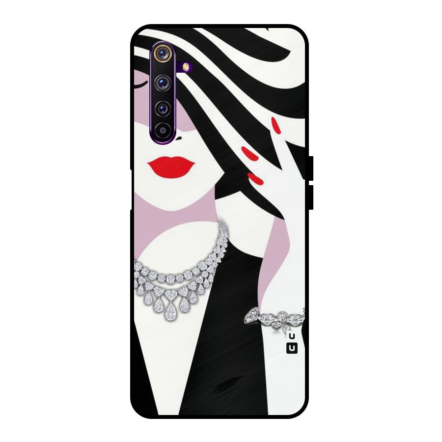 Women Beauty Metal Back Case for Realme 6 Pro