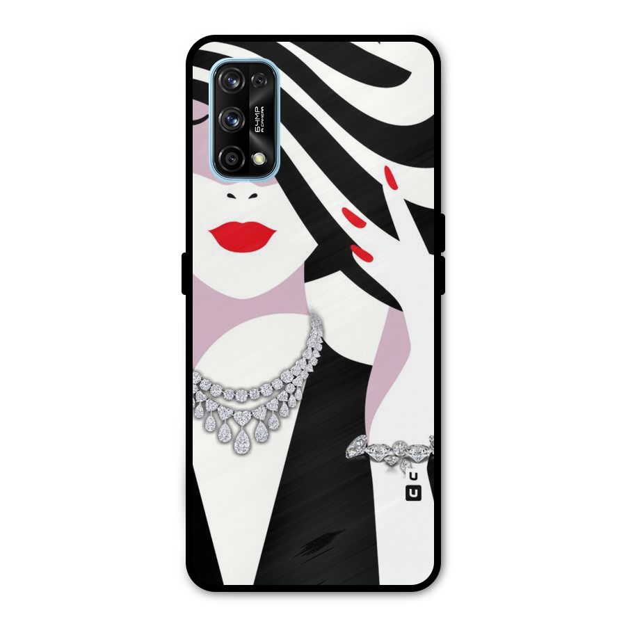 Women Beauty Metal Back Case for Realme 7 Pro