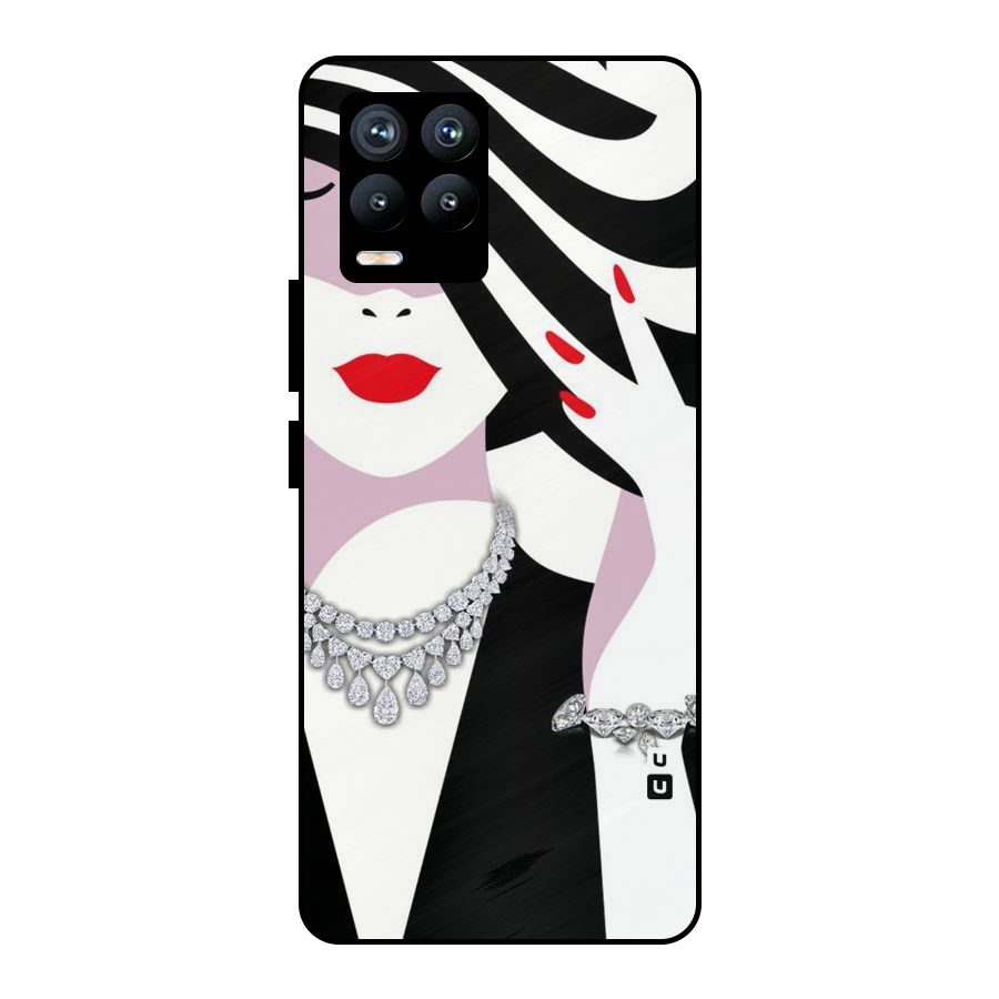 Women Beauty Metal Back Case for Realme 8 Pro