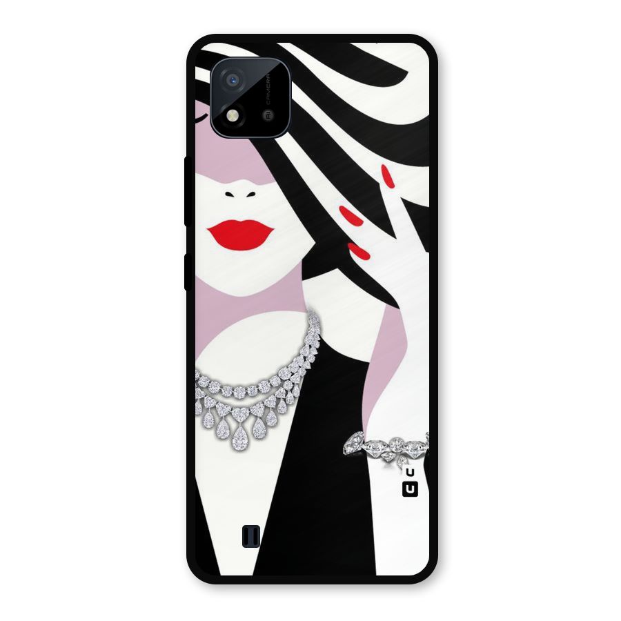 Women Beauty Metal Back Case for Realme C11 2021